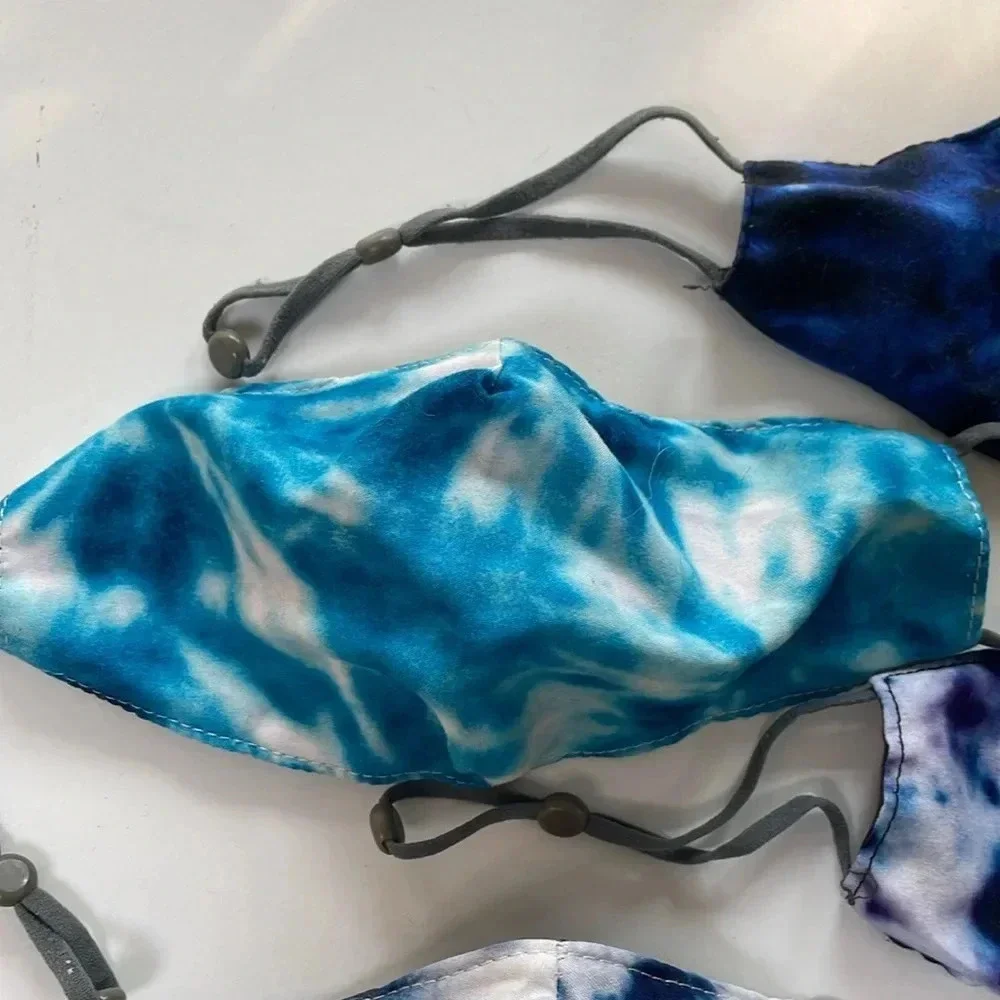 BUNDLE of 5 kids 100% cotton mask with adjustable straps. Tie dye.